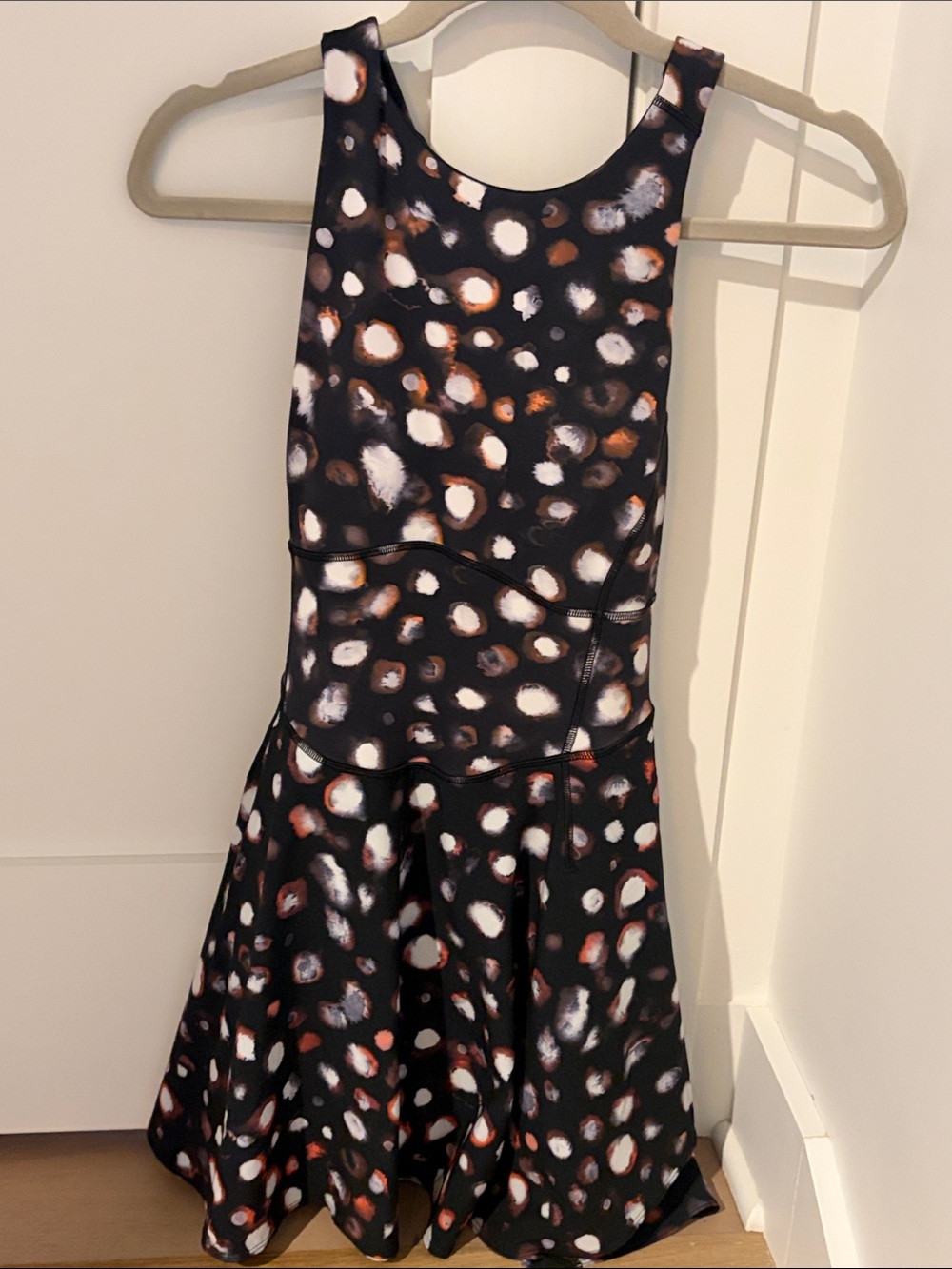 lululemon athletica Black Spot-Print Asymmetrical Skater Dress